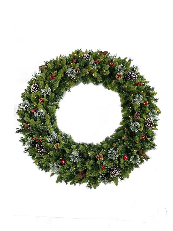 Zengin Çam Kozalağı Dekorasyonlu Noel Çelengi-WD21120