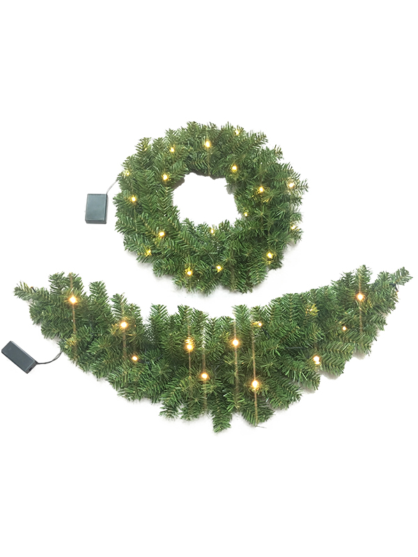 PVC Serisi-45CM Işıklı Çelenk Noel Garland