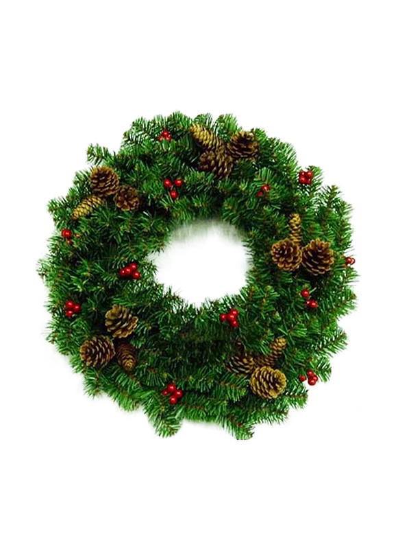 Kızıl Çam Kozalaklı Yapay Noel Çelengi