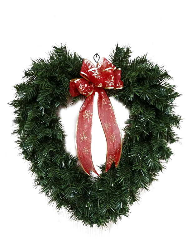 Kalp Şekli Yapay Noel Çelenk